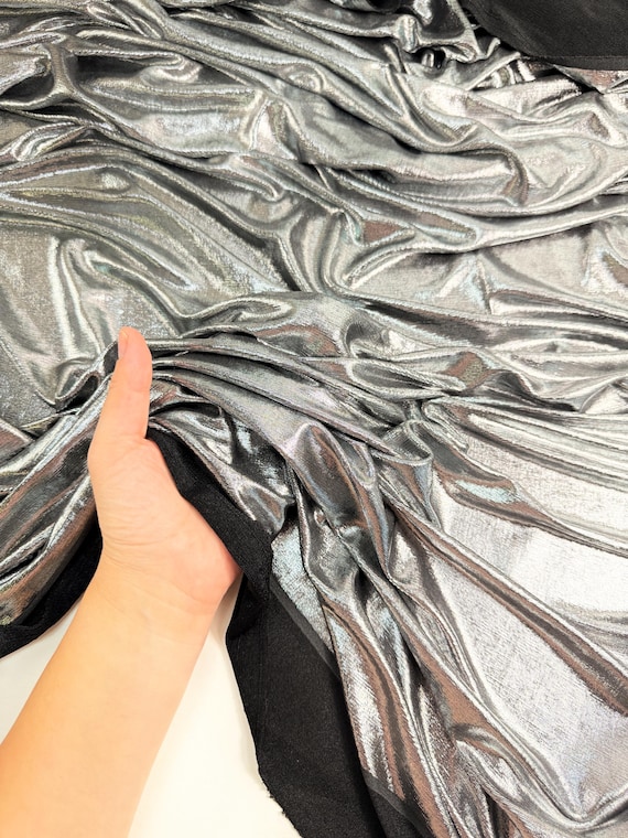 TELA LYCRA FOIL EXTRABRILLO GRUESA ANCHO 150CM POR METRO (PLATA, 1 METRO