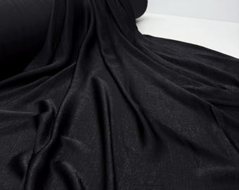 Black Washed Satin Fabric, 100% Polyester, 58/60" Wide, Solid Silky Satin by the Yard