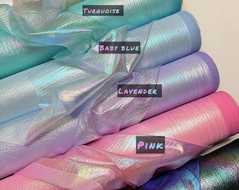 Iridescent Holographic Foil Organza Fabric by Yard, Sheer Shimmer Pastel Rainbow Material for Bridal Veils, Gowns, Wedding DIY Crafts 58'w
