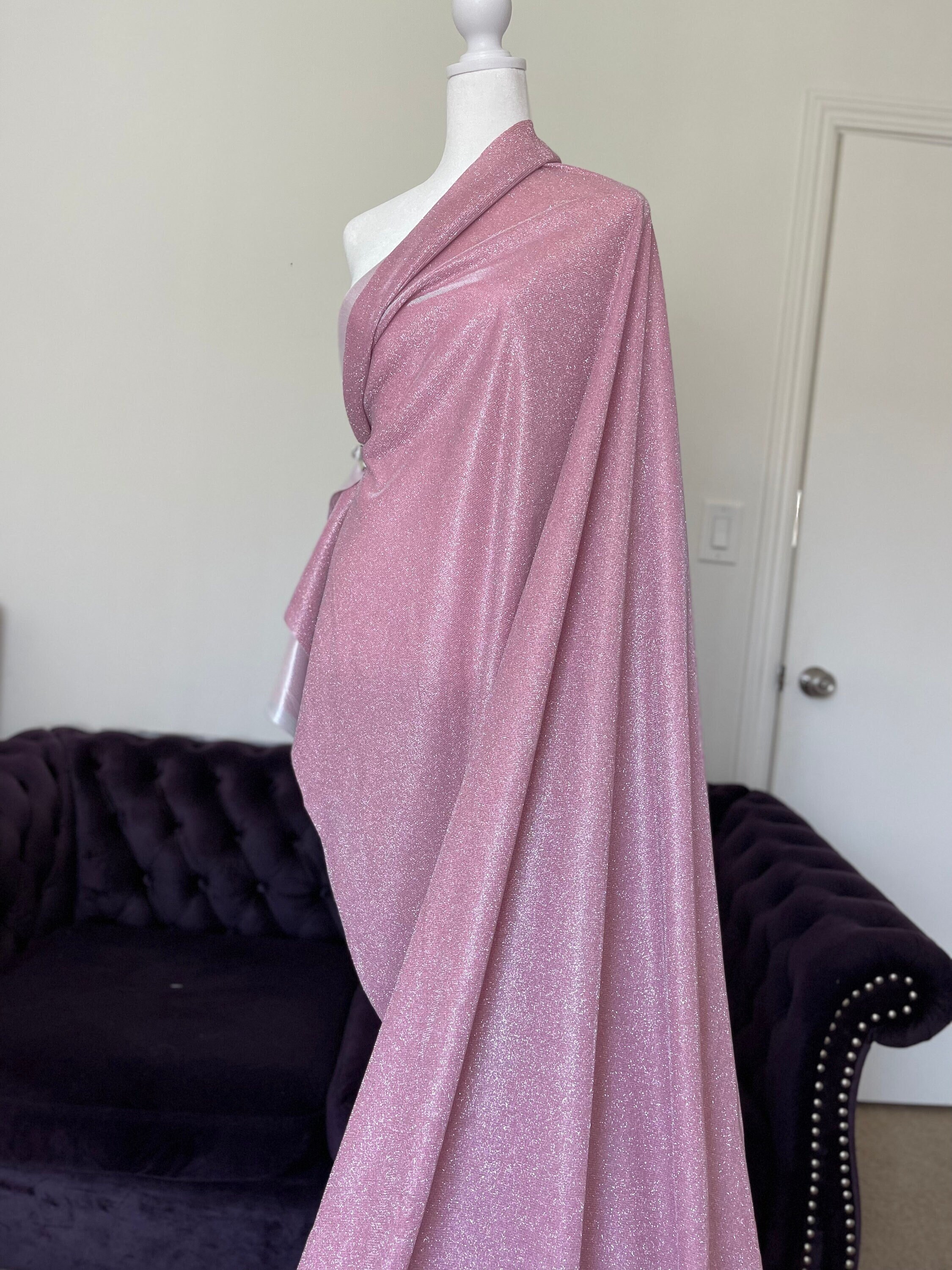 Sparkling Blush Pink Lurex Glitter Fabric by the Yard Metallic - Etsy