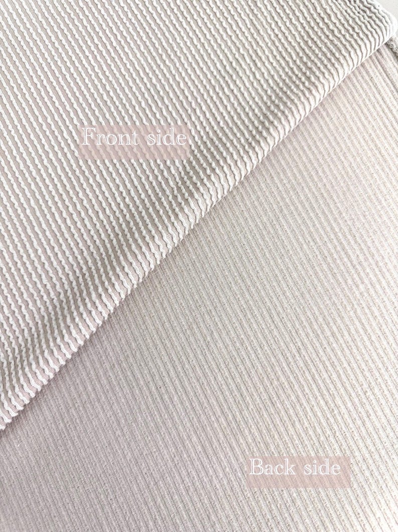 Neutral Ribbed Waved Knit Fabric, Stone 4 Way Stretch Curly Rib, Luxury ...