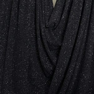 4 Way Stretch Black Lurex Glitter Fabric by Yard, For Shimmer Sparkle Gown, Backdrop, Drapes Black Glitter Party Dress Material