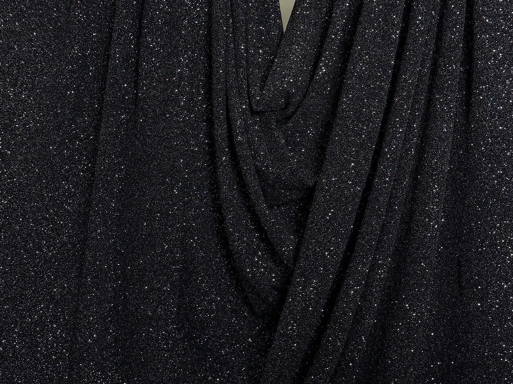 4 Way Stretch Black Lurex Glitter Fabric by Yard, For Shimmer Sparkle Gown, Backdrop, Drapes Black Glitter Party Dress Material