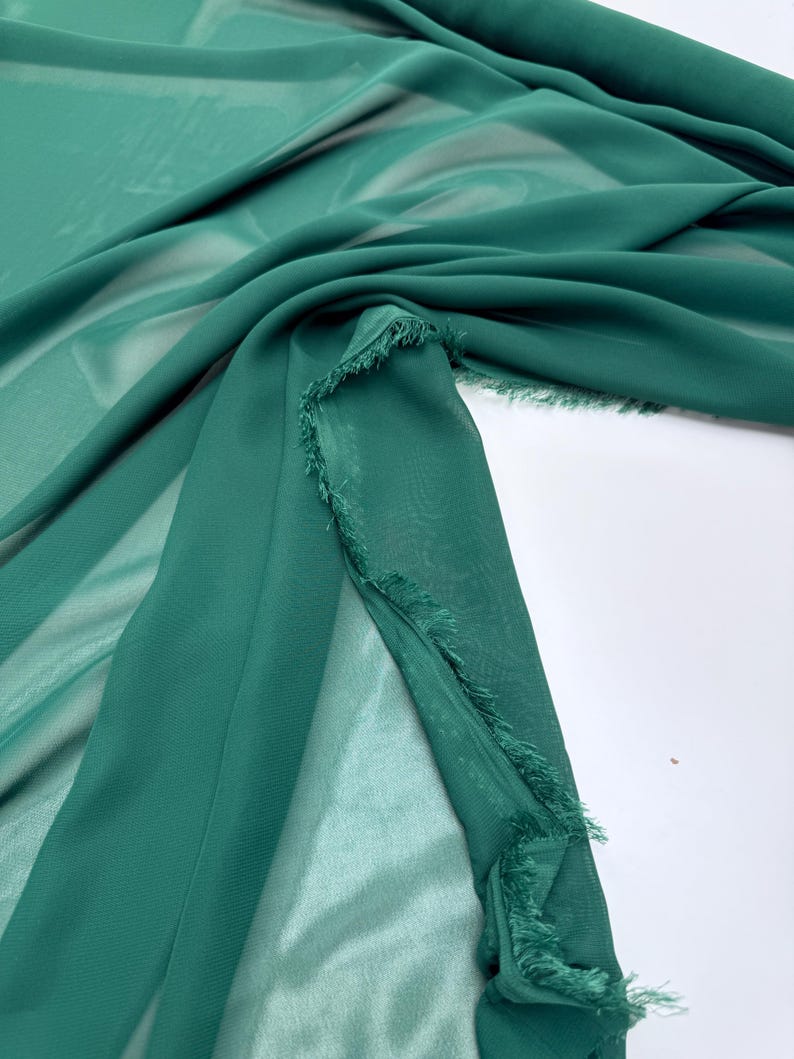 Grönt chiffongtyg på metervara Hunter Green Prisvärda tyger Brudchiffong Transparent Lätt Grönt chiffongtyg för klänningsslöjor Rosetter bild 5