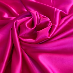 Fuchsia Stretch Satin Fabric by Yard, Vibrant Fuchsia Satin Ideal for Dresses, Gowns, and High-End Fashion, Premium Satin Spandex Blend