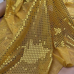 Gold Confetti Dot Sequin Fabric by the Yard | 3mm Metallic Mesh Sparkle Fabric for Wedding Decor, Costumes & Table Overlays
