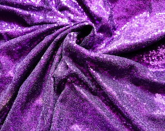 Purple Sequin Tulle Fabric, Violet Sequin Embroidered Mesh Fabric, Sparkly Purple Mesh By Yard for Gowns, Backdrops Wedding Event Decoration