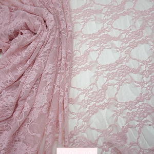 Soft rose pink floral stretch lace for newborn photography props and infant swaddles. Delicate 80 GSM vintage style lace by GalaTextile.