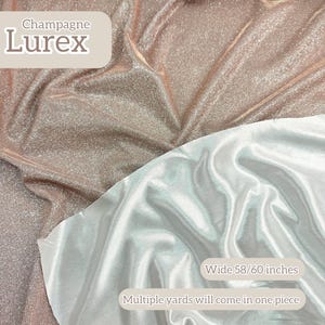 Champagne Shimmer Lurex Fabric by Yard Knit Stretch Luxury Sparkle Fabric Spandex Shiny Glitter Fabric for Gowns, Backdrops, Bows Kids Dress
