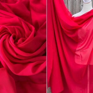 Red Chiffon Fabric By The Yard, Vibrant Red Sheer Fabric for Dressmaking Event Decorations Dress Events Premium Quality Red Chiffon Material