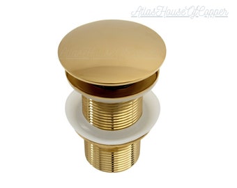 Universal Push-Up Drain: Solid Brass, Flawless Style, Brass drain, Push-up Drain Button.