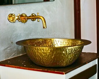 Moroccan Dream: Hand-Hammered Brass Sink with Matching Mural Faucet