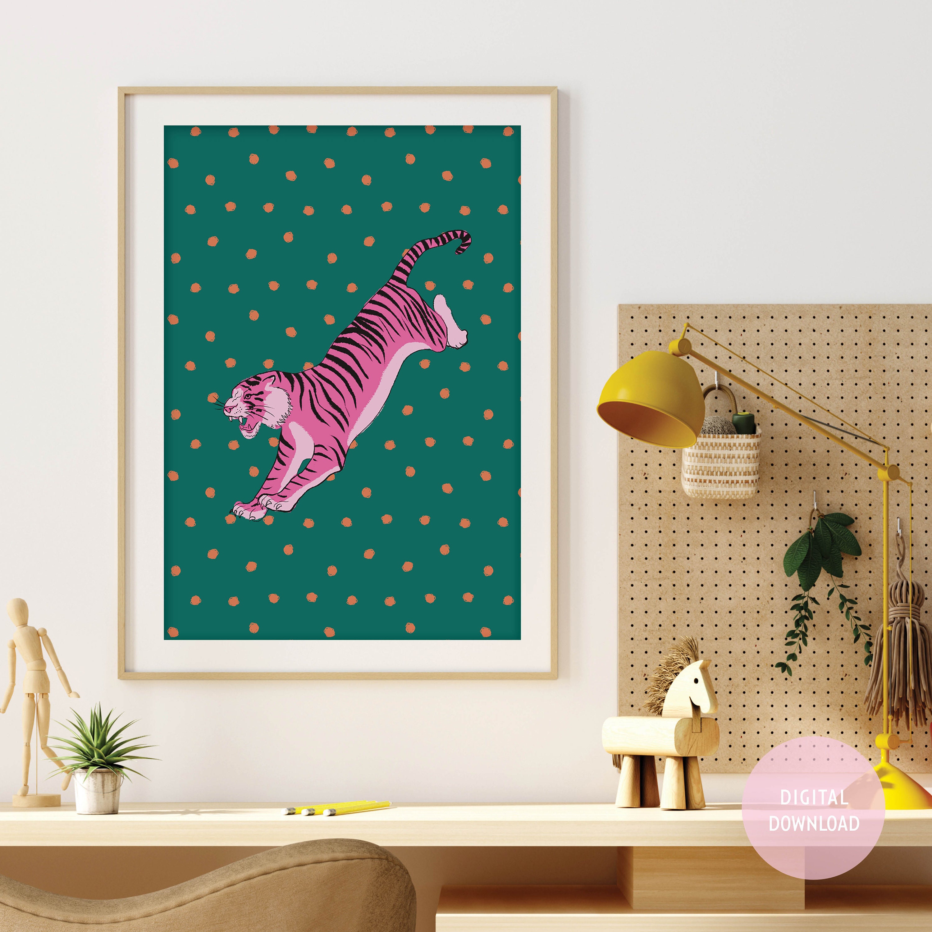 Pink Tiger Illustration Downloadable Art | Fun, Funky, Bold, Unique ...