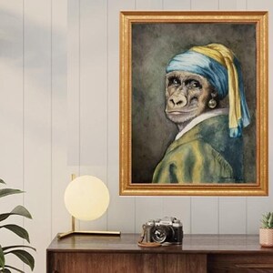 Gorilla with a Pearl Earring - digital print