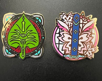 INSTOCK Honkai Impact 3rd Flamechasers Su & Sakura Signets Pines esmaltados