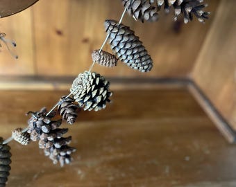 Handmade Natural Conifer Cone Garland: Rustic Holiday Decor, Gift