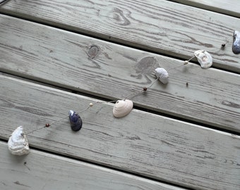 Handmade mixed shell garland, rustic coastal home decor, natural seashells