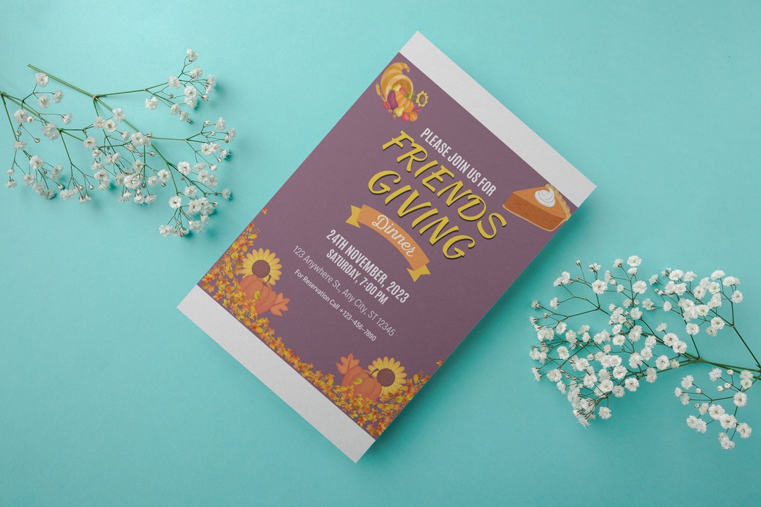 Friendsgiving Invitation Template Thanksgiving Dinner Etsy
