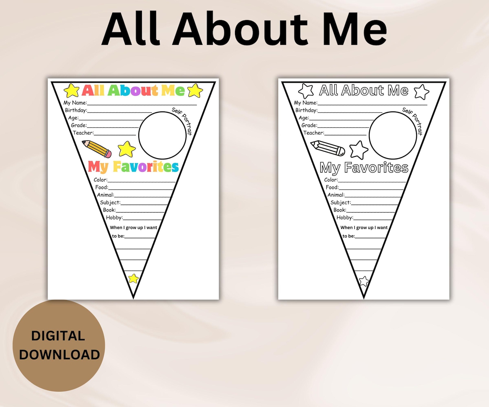 All About Me Banner Bundle First Day of School Printable Back to School ...