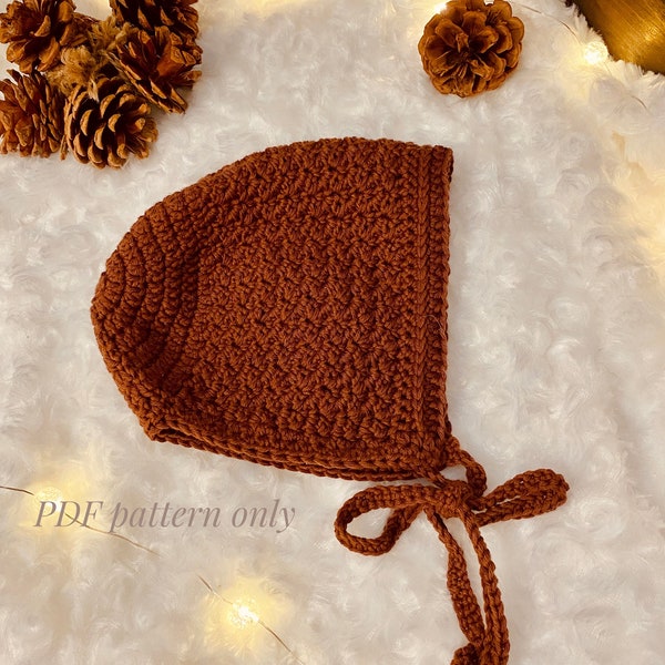 Easy crochet baby bonnet pattern, PDF crochet pattern, beginner friendly