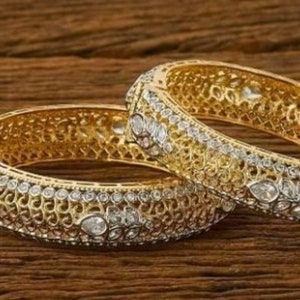 Indian Bollywood Style, Gold and Silver platted American Diamond Bangles