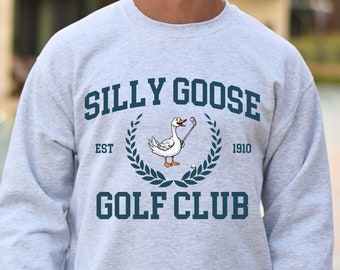 Silly Goose Golf Club Crewneck Sweatshirt, Unisex Golfing Pullover, Funny Sweater for Men, Funny Gift for Guys, Gift for Golfer