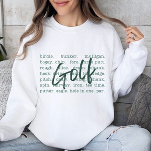Golf Sweatshirt, Women&#39;s Golf Sweater, Golf Mom Pullover, Green Golf Crewneck, Golfing Apparel, Gift for Golfer, Golf Gift for Women