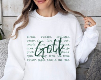 Golf-Sweatshirt, Damen Golf-Pullover, Golf Mom Pullover, Grüner Golf Rundhalsausschnitt, Golfbekleidung, Geschenk für Golfer, Golf Geschenk für Frauen