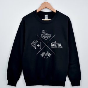 Sudadera con elementos esenciales de la semana de carreras de Las Vegas, suéter inspirado en los deportes de motor de Fórmula 1, suéter del GP de Las Vegas, ropa de F1, jersey de cuello redondo de Fórmula 1