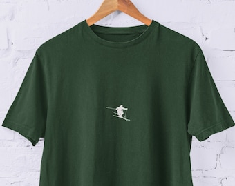 Ski T-Shirt, Winter Sports Shirt, Unisex Ski Shirt, Minimalist Ski Crewneck, Apres Ski Shirt, Skiing Shirt, Gift for Skier, Ski Gifts.