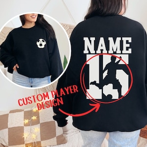 Gepersonaliseerde voetbalsweater met naam en nummer, aangepaste voetbalmoedertrui