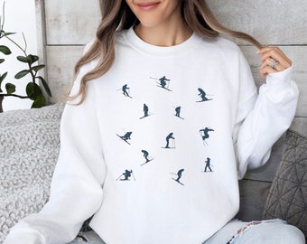 Sudadera de esquí, sudadera de esquí para mujer, suéter de après ski, sudadera de deportes de invierno, sudadera de cuello redondo de esquí, regalos para esquiadores