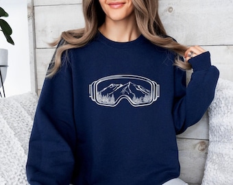 Sudadera de esquí, sudadera de esquí, sudadera para deportes de invierno, suéter para después de esquiar, sudadera de cuello redondo de montaña, camisa de esquí, máscara de esquí, regalos de esquí