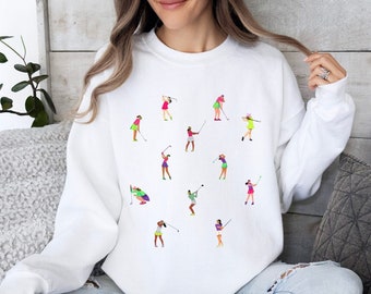Damen Golf Sweatshirt, Golfer Print Rundhalsausschnitt, Golf Pullover, süßes Golf Sweatshirt, Golfer Geschenke, Golf Mom Shirt, Golf Pullover