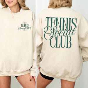Moletom com gola redonda personalizado do Tennis Social Club, suéter personalizado do Tennis Club, pulôver para despedida de solteira de viagem de meninas, presente para jogador de tênis