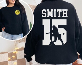 Personalized Softball Sweatshirt with Name and Number, Custom Softball Mom Sweater