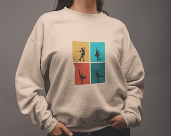 Vintage Style Eiskunstlauf-Sweatshirt, eleganter Style Crewneck