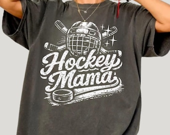 Camiseta de mamá de hockey con colores cómodos, camiseta deportiva retro para mamá, camiseta de hockey
