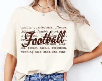 Football Words T-Shirt, Football - Touchdown, Quarterback etc, Football Mom Shirt, Graphic Sports Tee, Game Day Apparel