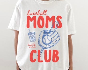 Camiseta Comfort Colors® del Club de Mamás de Béisbol, Camiseta de béisbol con diseño de garabatos para el día del partido, Camiseta de béisbol moderna para mujer, Camiseta para mamás deportistas