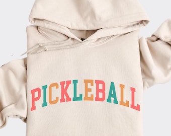 Retro Pickleball Hoodie, Colorful Pickleball Sweatshirt, Sports Apparel