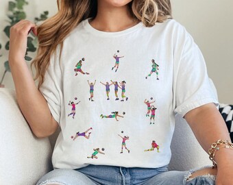 Volleyball Player Print T-Shirt, Graphic Sports Tee