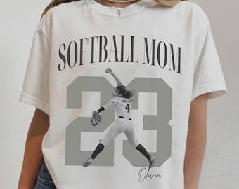 Camiseta personalizada para mamás de jugadoras de sóftbol, camiseta personalizada con nombre y número de jugadora de sóftbol, camiseta deportiva