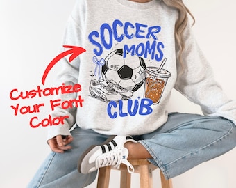 Sudadera personalizada del Soccer Moms Club, suéter personalizado del equipo de fútbol, ropa de fútbol femenina de moda, cuello redondo para el día del partido