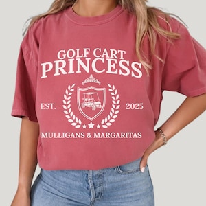 ゴルフカートプリンセスコンフォートカラーTシャツ、妻のための面白いレディースゴルフウェア、マルガリータゴルファーアパレル、カートガールシャツ、彼女へのギフト