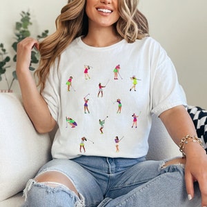 Dames golfshirt, golfer print ronde hals, golf T-shirt, leuk golfshirt, golfer cadeaus, golf moeder shirt, golf T-shirt voor vrouwen