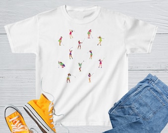 Girls Golf Shirt, Cute Golf T-Shirt for Daughter, Kids Golfing Short Sleeve Tee, Gift for Golfer, Golfer Girl Outfit