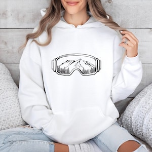 Ski Hoodie, Snow Goggles Hoodie, Ski Sweatshirt, Ski Gift, Skiing Hoodie, Snowboard Hoodie, Mountain Hoodie.