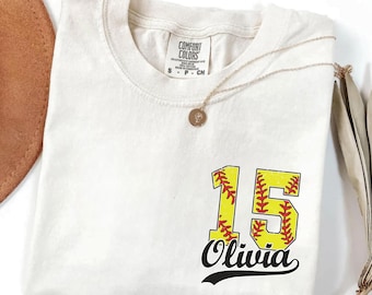 Camiseta de sóftbol personalizada con nombre y número, camiseta personalizada para mamá de sóftbol, camiseta para el día del juego