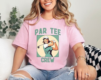 Par Tee Crew Short Sleeve T-Shirt, Golf Shirt for Women, Cute Oversized Tee, Bachelorette Party, Gift for Golfer